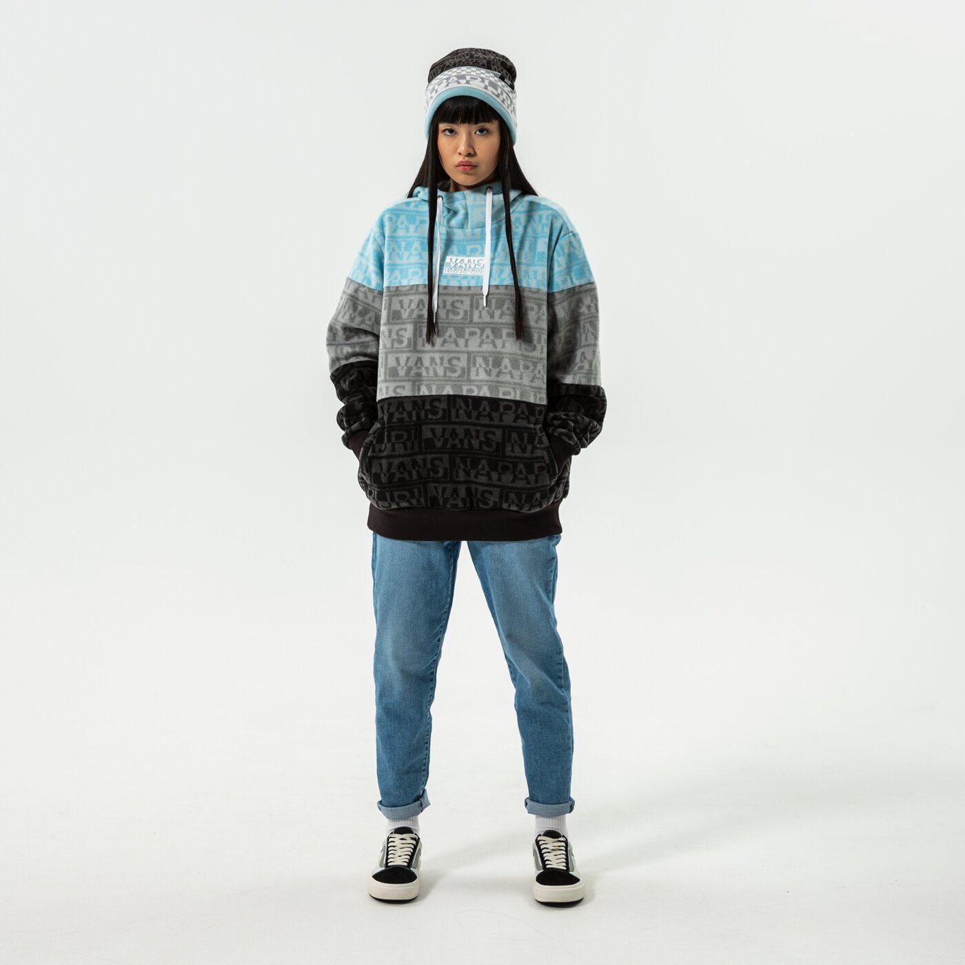 Дамски суичър VANS ПОЛАР WM VANS X NAPAPIJRI FLEECE vn0a53wwblk1 цвят черен