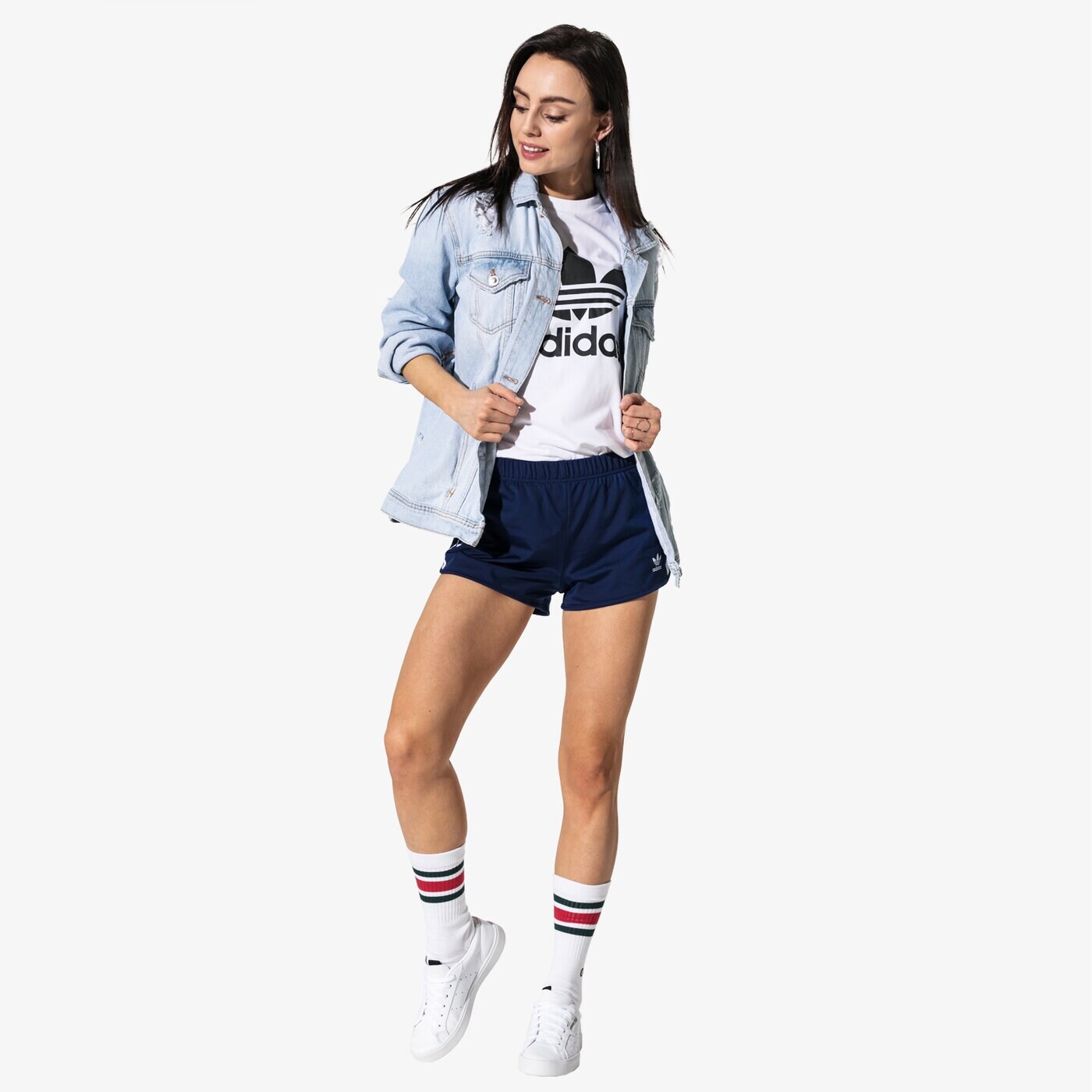 Дамски къси панталони ADIDAS ШОРТИ 3 STR SHORT ADICOLOR dv2559 цвят тъмносин
