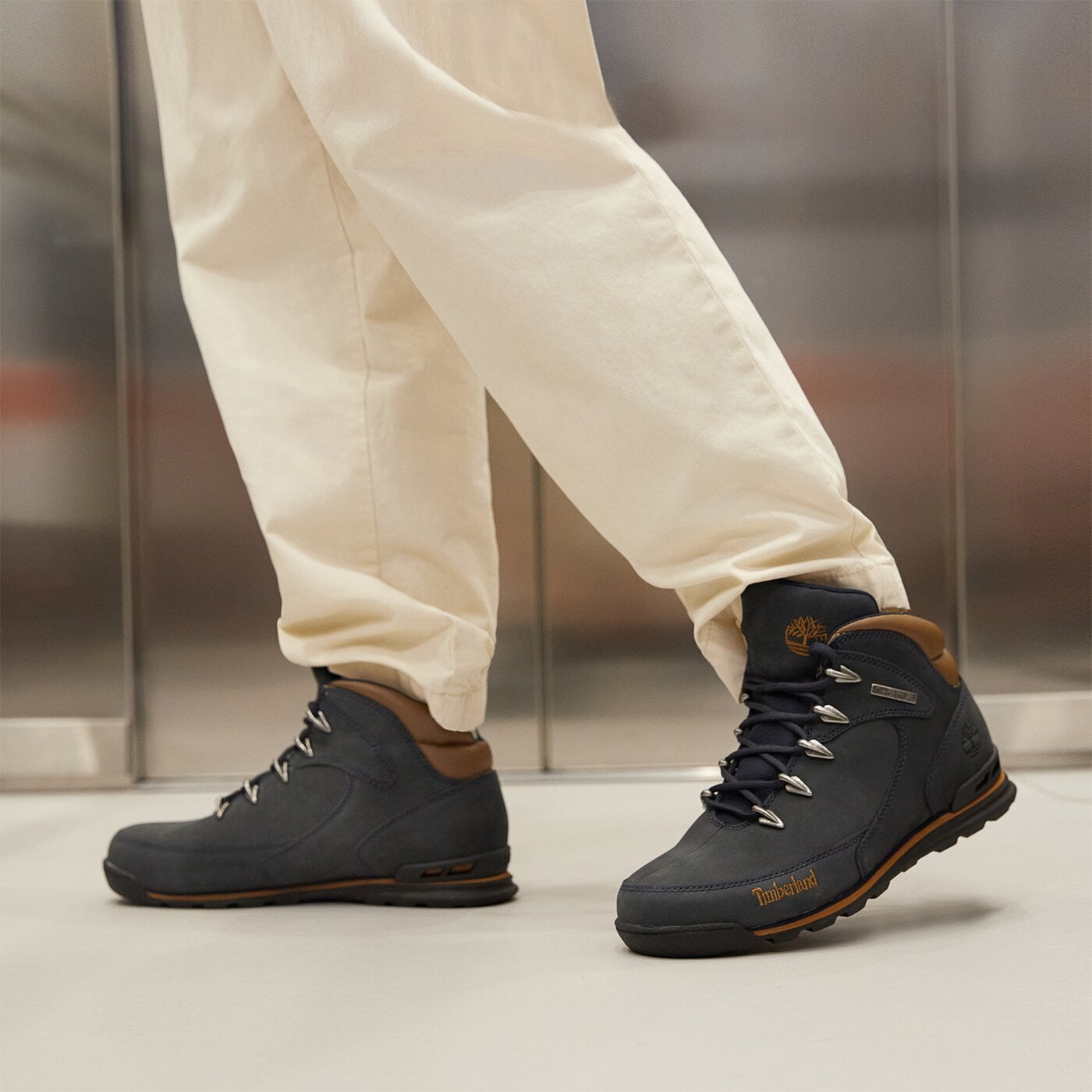 Мъжки зимни обувки TIMBERLAND EURO ROCK MID HIKER  6165r цвят тъмносин