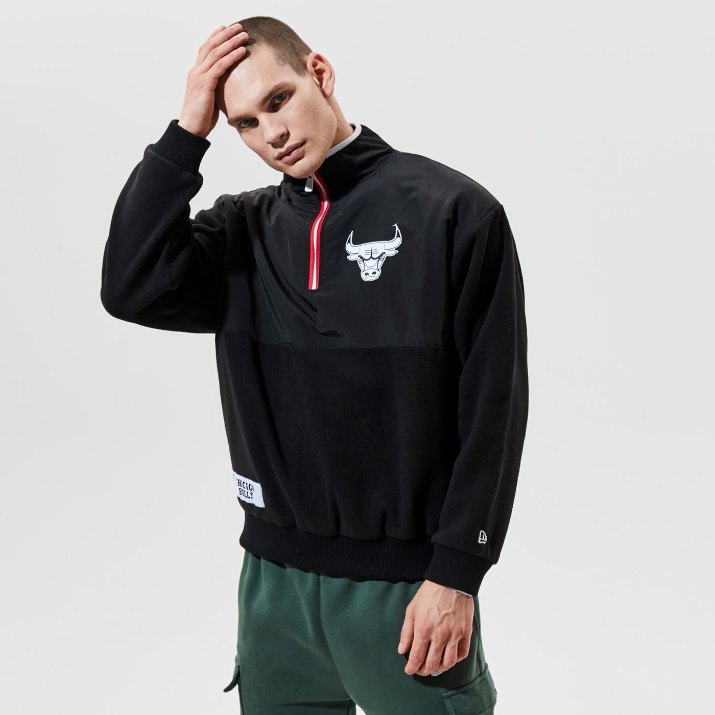 Мъжки суичър NEW ERA ПОЛАР NBA 1/4 ZIP FLEECE BULLS CHICAGO BULLS BLK 12553332 цвят черен