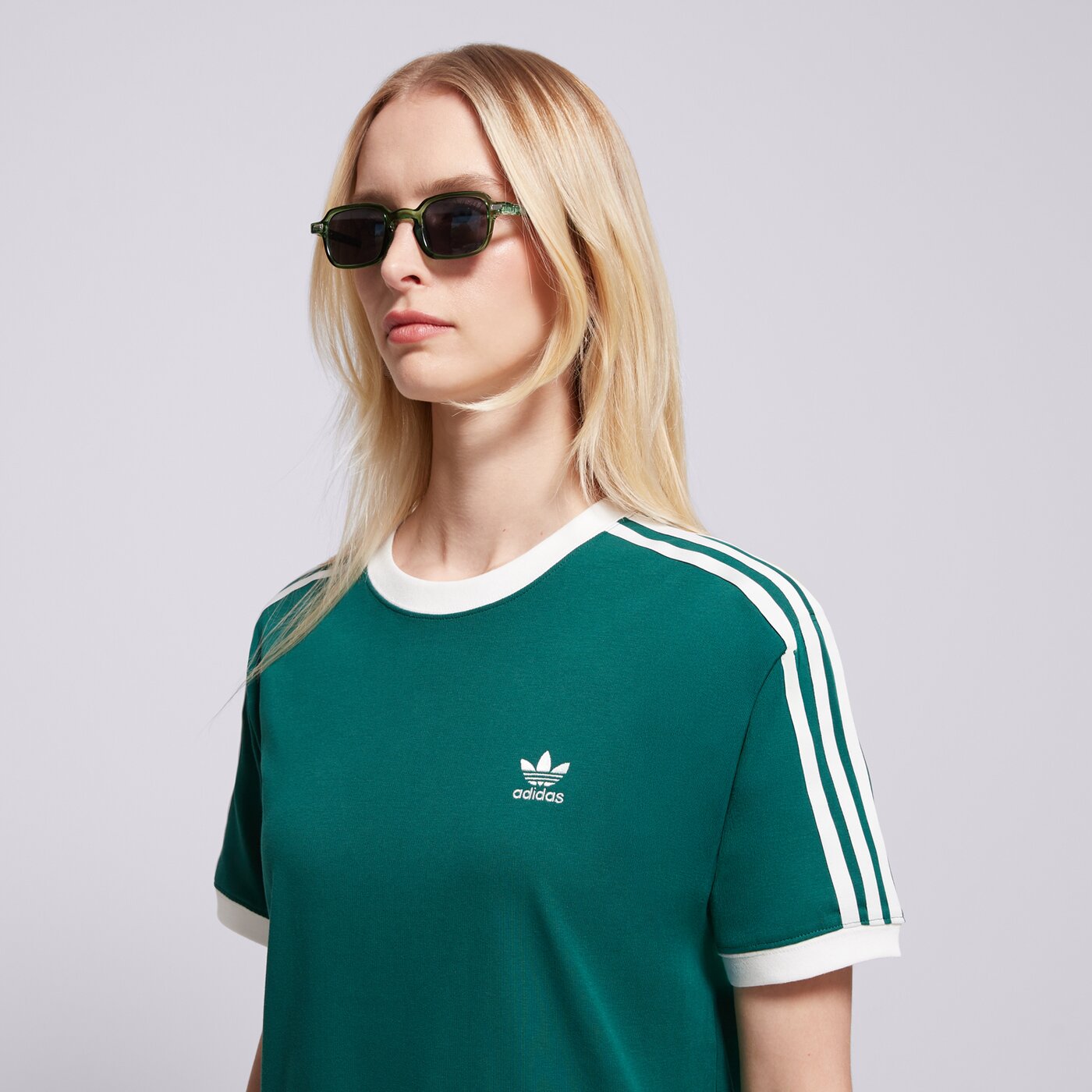 Дамска тениска ADIDAS ТЕНИСКА 3 STRIPE TEE jd4571 цвят зелен