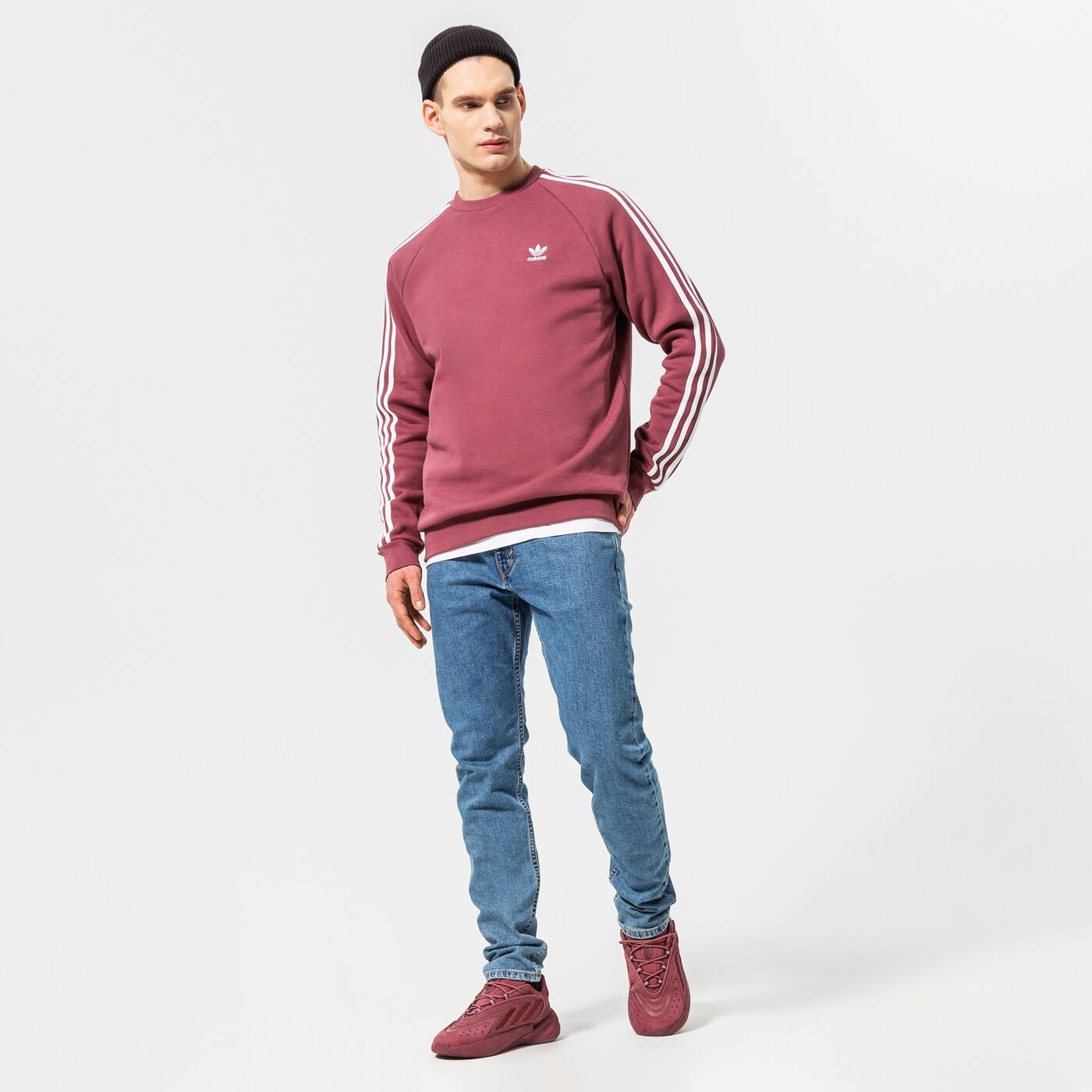 Мъжки суичър ADIDAS СУИТЧЪР 3-STRIPES CREW he9484 цвят бордо