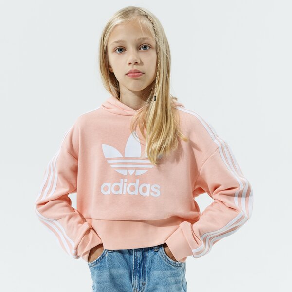 Детски суичър ADIDAS СУИТЧЪР С КАЧУЛКА CROPPED HOODIE GIRL h32339 цвят розов
