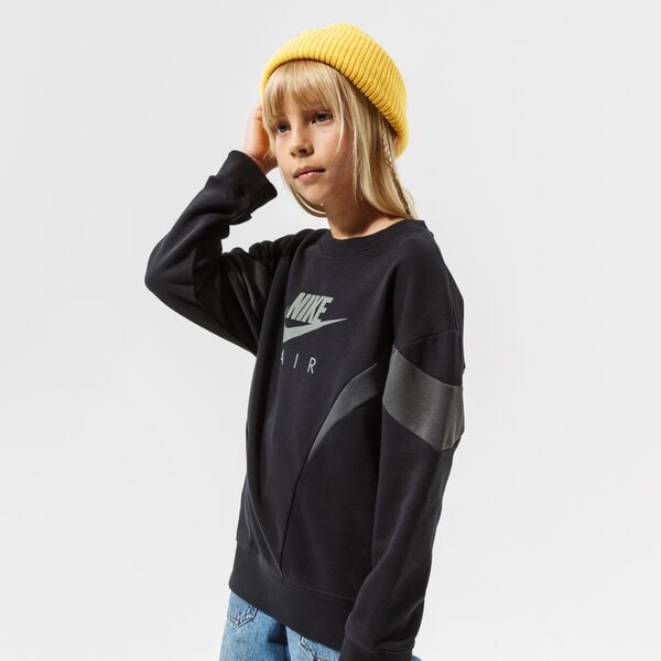 Детски суичър NIKE GIRLS' AIR BOYFRIEND CREW SWEATSHIRT JUNIOR GIRL dd7135-010 цвят черен