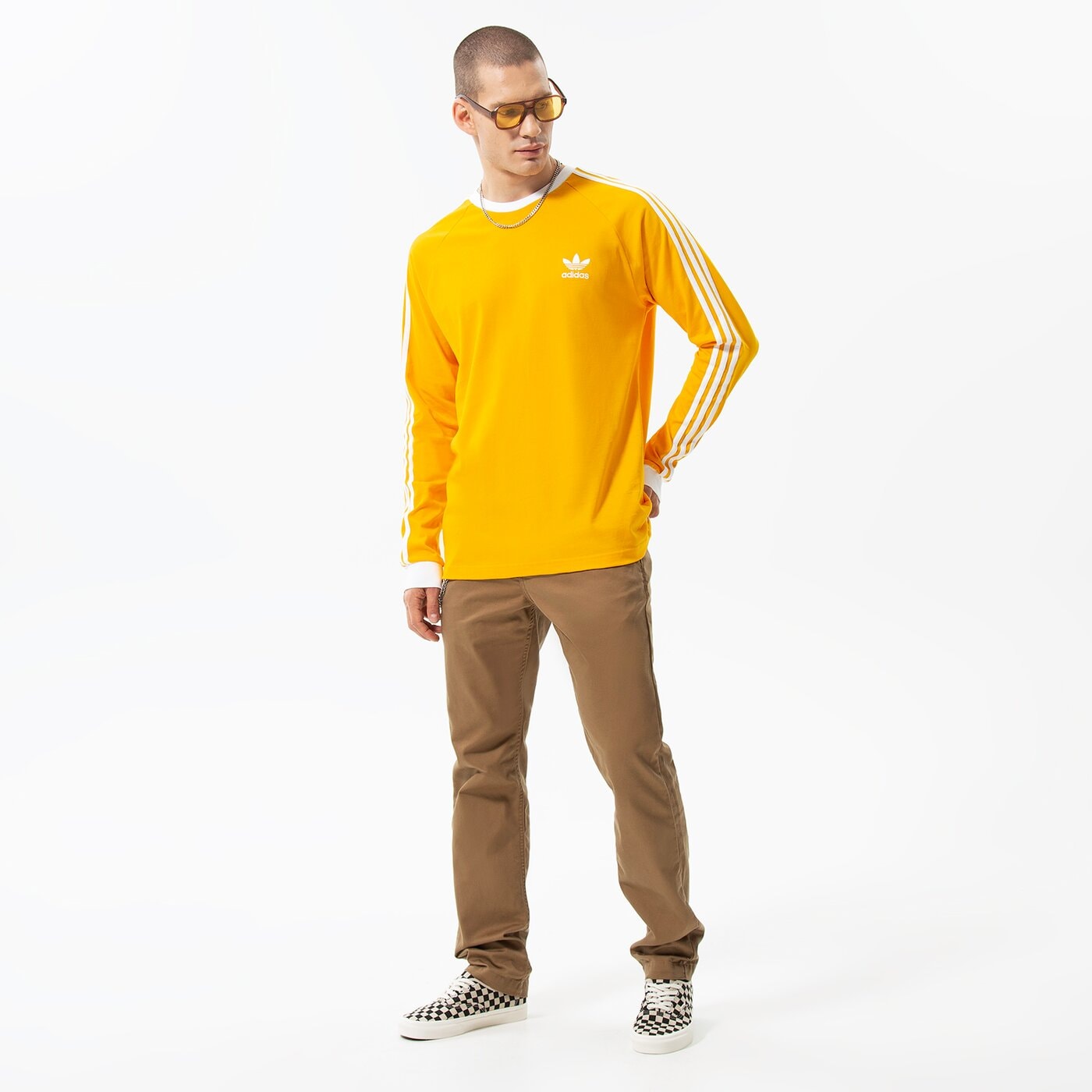 Мъжка тениска ADIDAS ТЕНИСКА 3-STRIPES LS T hk7287 цвят оранжев