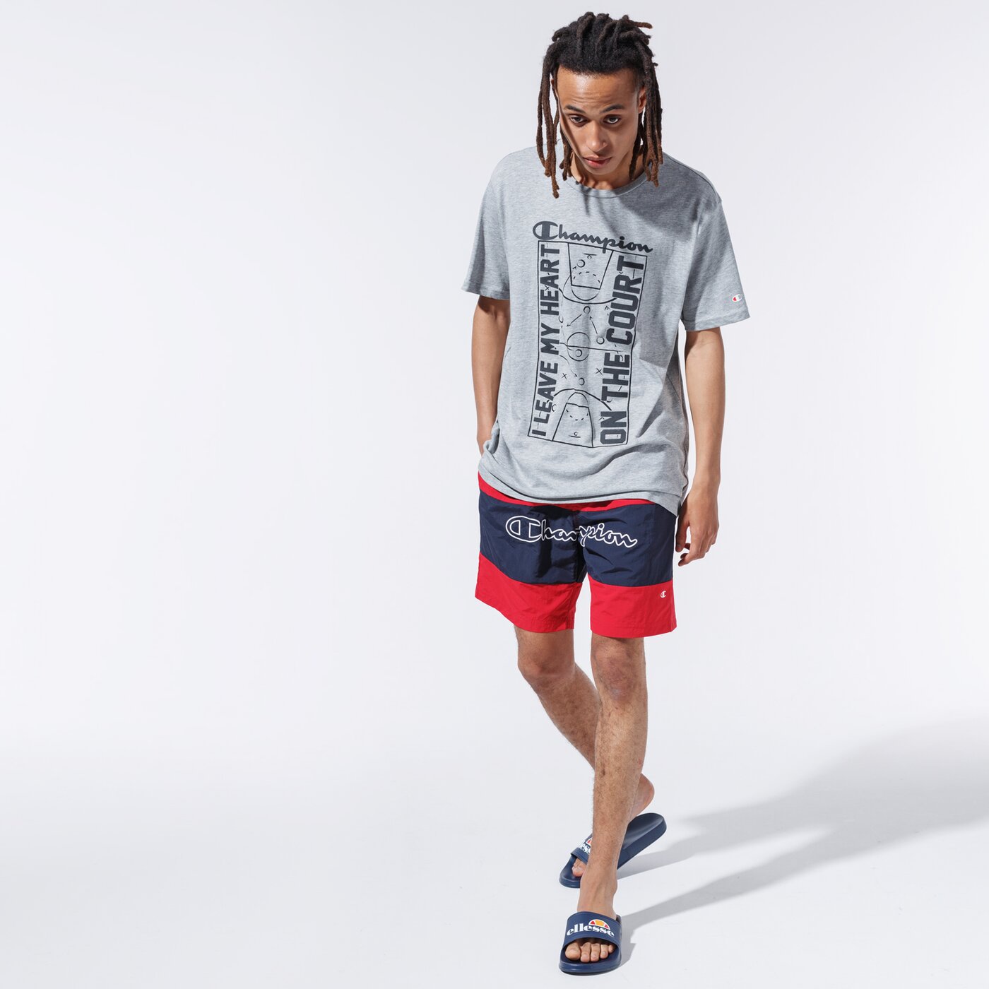 Мъжки къси панталони CHAMPION ШОРТИ LOGO SWIM SHORTS 215499rs001 цвят червен