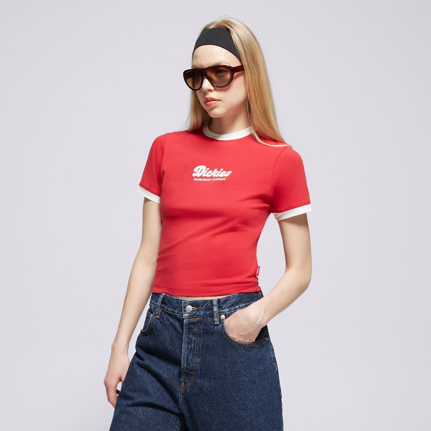 Дамска тениска DICKIES ТЕНИСКА LEWISTOWN RINGER SS TEE W dk0a4z8i0er1 цвят червен