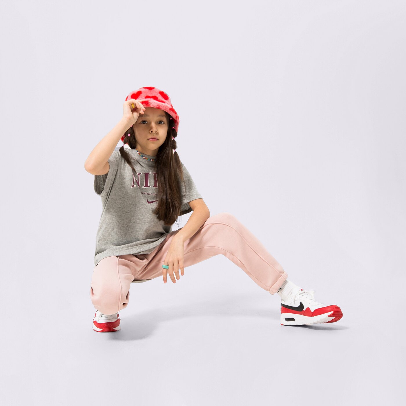 Детски панталони NIKE ПАНТАЛОНИ G NSW TREND FLC CF PANT PRNT fd0886-601 цвят розов