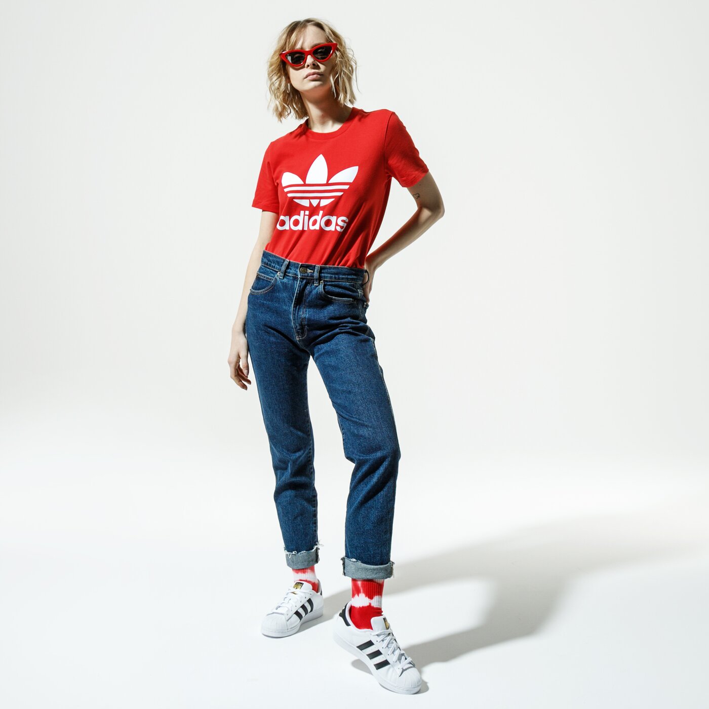 Дамска тениска ADIDAS ТЕНИСКА TREFOIL TEE fm3302 цвят червен