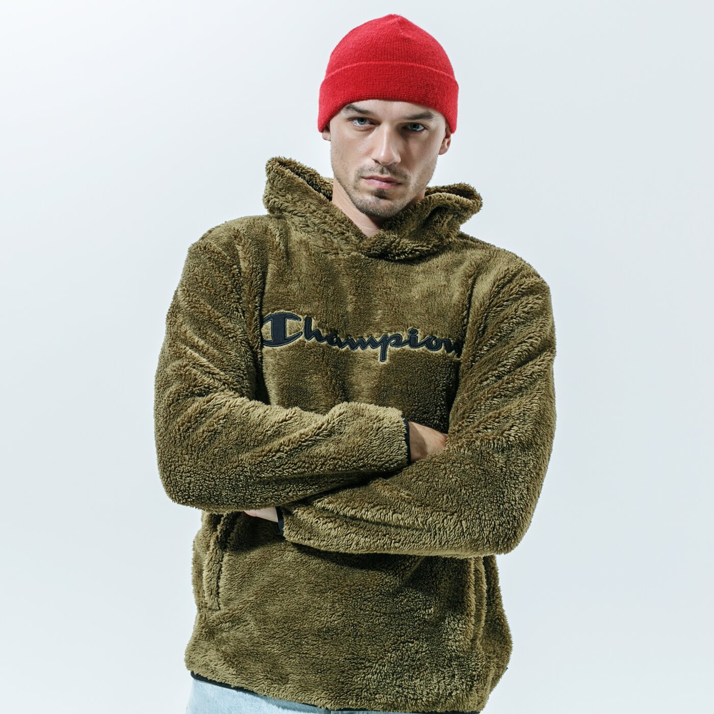 Мъжки суичър CHAMPION СУИТЧЪР С КАЧУЛКА HOODED ТОП 214973ms549 цвят каки