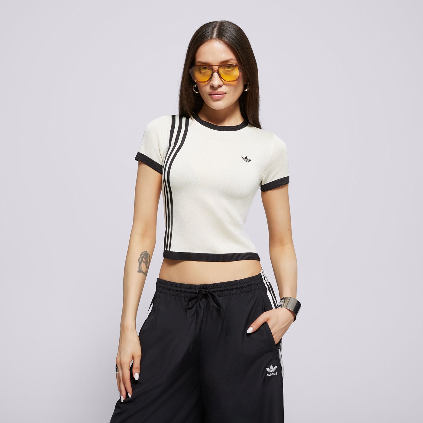 Дамска тениска ADIDAS ТЕНИСКА KNITTED 3S TEE jj0961 цвят кремав