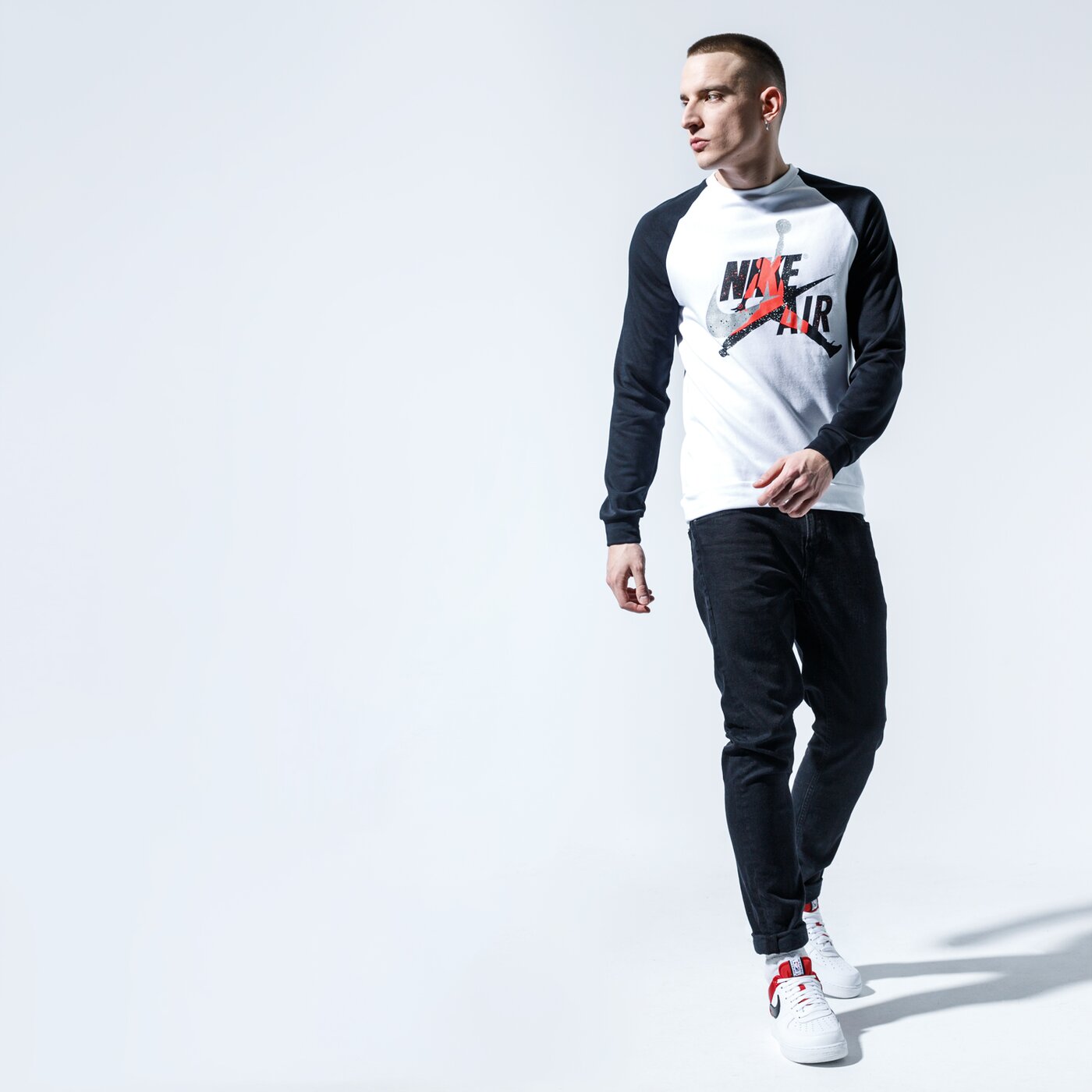 Мъжки суичър JORDAN СУИТЧЪР M J JUMPMAN CLSCS FLC CREW ck2848-100 цвят бял