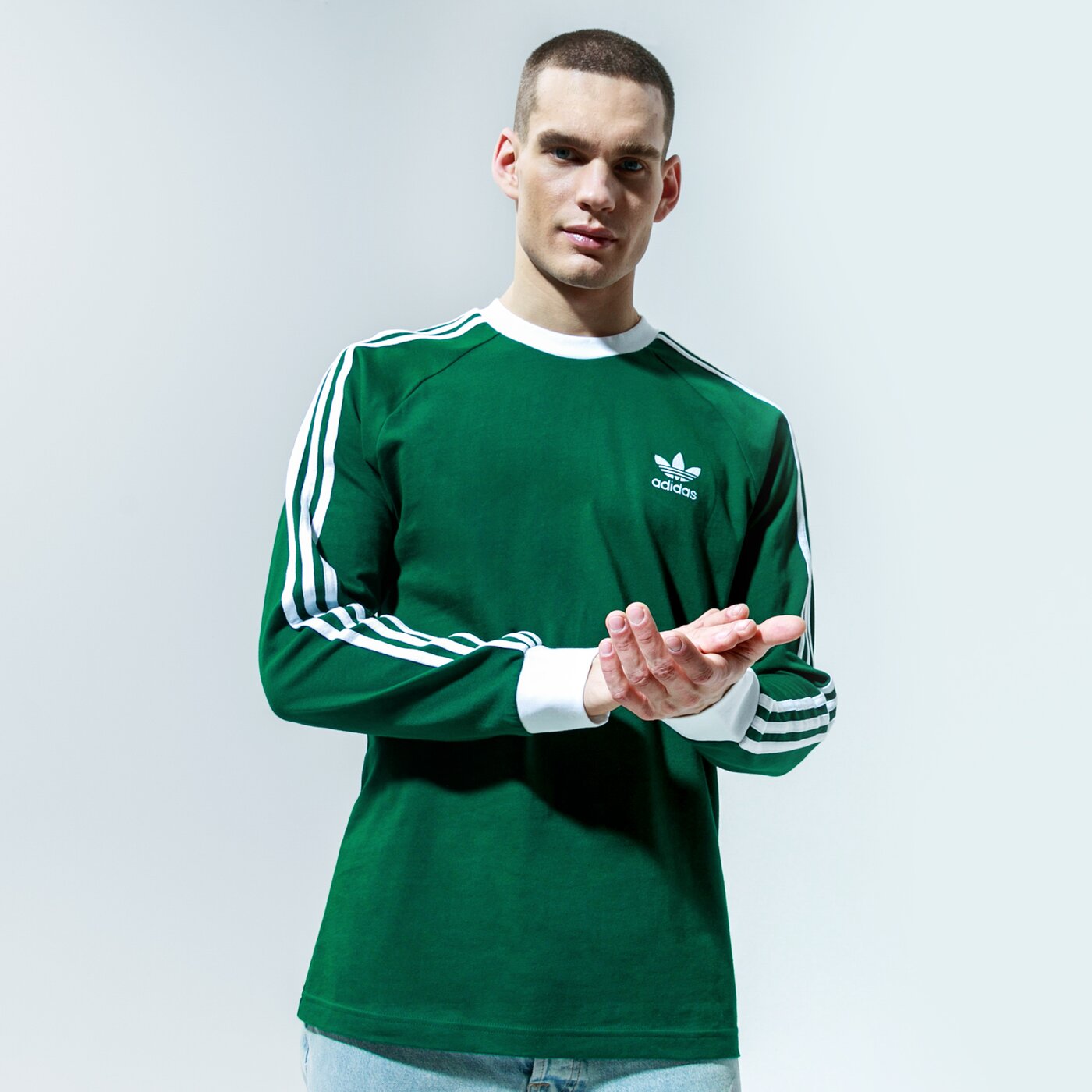 Мъжка тениска ADIDAS ТЕНИСКА 3-STRIPES LS T gd9937 цвят зелен