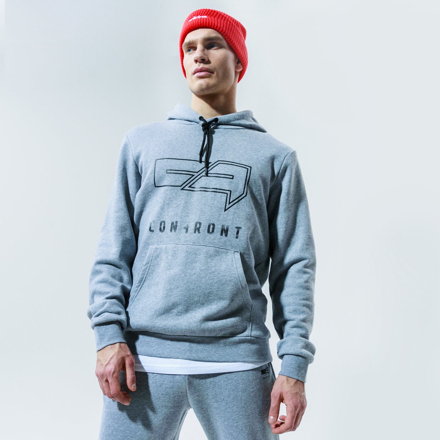 Мъжки суичър CONFRONT СУИТЧЪР С КАЧУЛКА BIG LOGO HOODY cf320blm38004 цвят сив