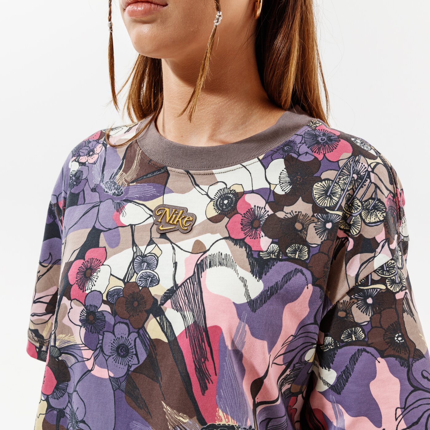 Дамска тениска NIKE ТЕНИСКА W NSW FEMME ТОП SS AOP dc5503-004 цвят сив