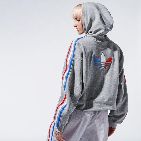 Дамски суичър ADIDAS СУИТЧЪР С КАЧУЛКА HOODIE gn2855 цвят сив