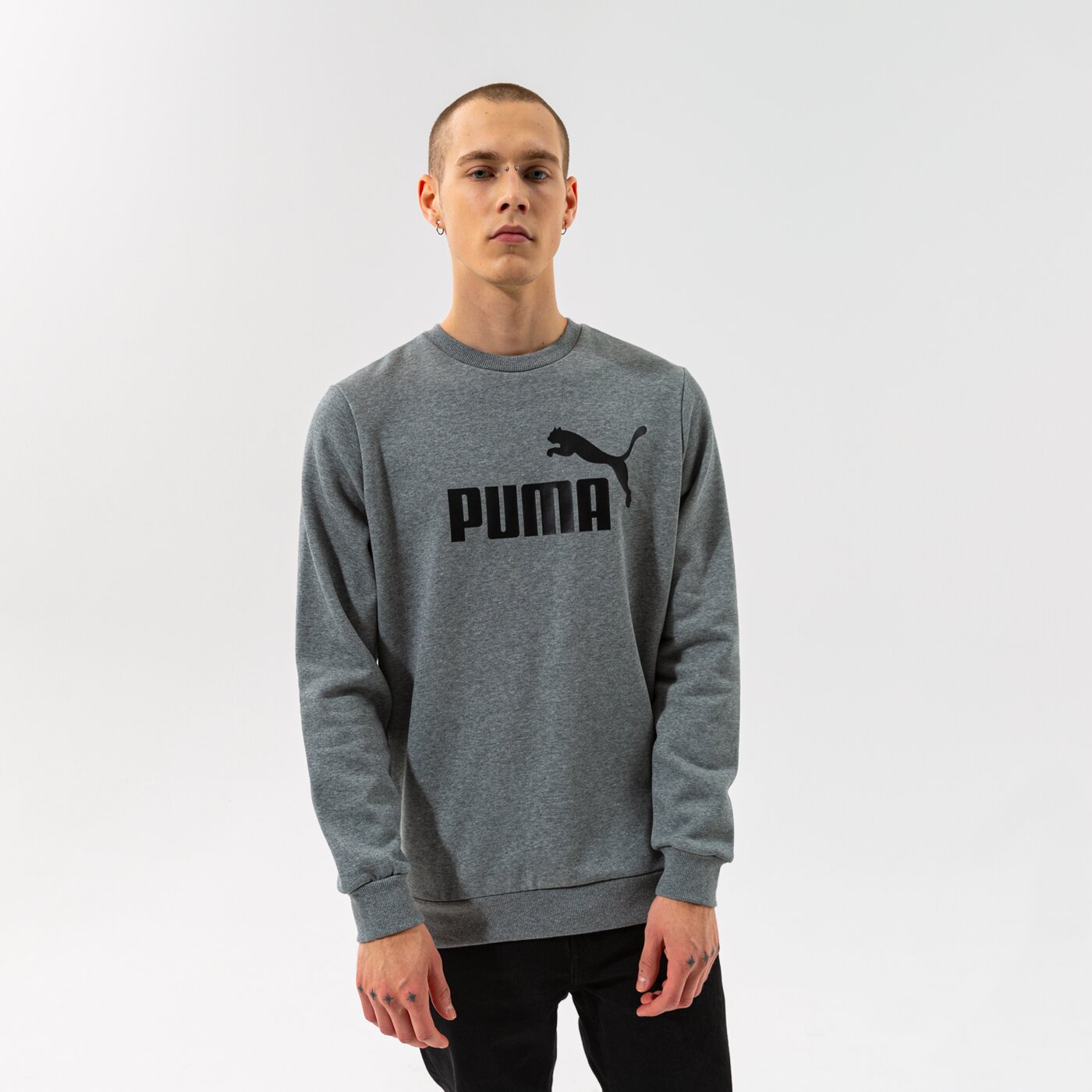 Мъжки суичър PUMA СУИТЧЪР ESS BIG LOGO CREW FL - MEDIUM GRAY HEATHER 58667803 цвят сив