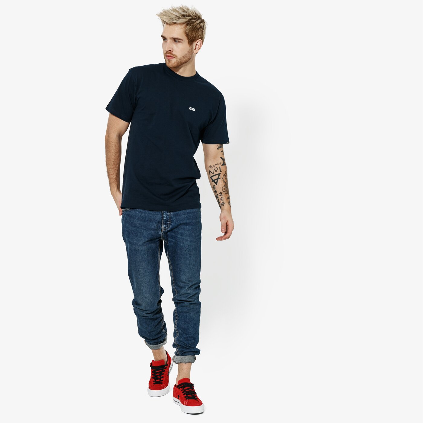 Мъжка тениска VANS ТЕНИСКА SS MN LEFT CHEST LOGO TEE NVY vn0a3czenav1 цвят тъмносин