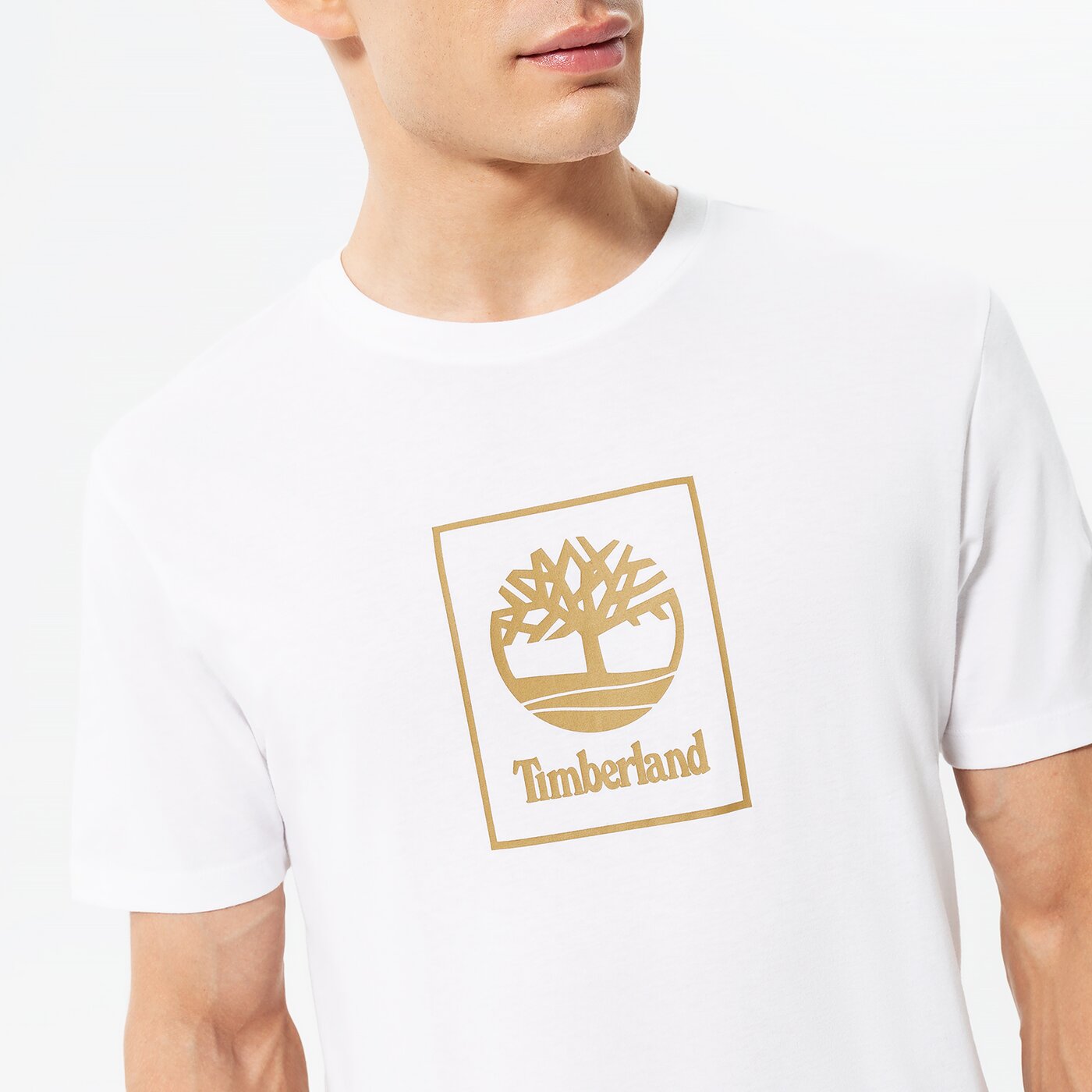 Мъжка тениска TIMBERLAND ТЕНИСКА STACK LOGO WHITE/ANTIQUE BRONZE tb0a5zh1dh11 цвят бял