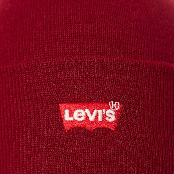 Дамска зимна шапка LEVI'S ШАПКА RED BATWING EMBROIDERED BEANIE 38022-0184 цвят бордо