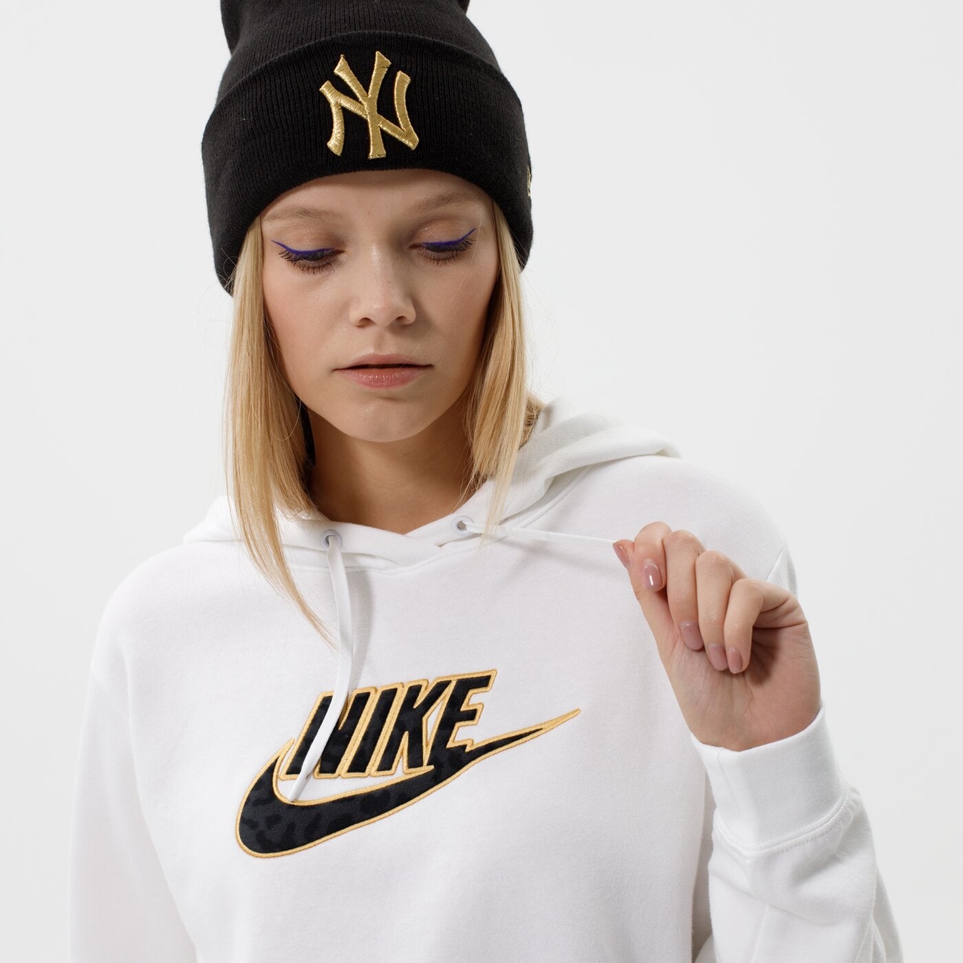 Дамски суичър NIKE СУИТЧЪР С КАЧУЛКА W NSW FLC GX PRNT HOODIE FTRA dd5838-100 цвят бял