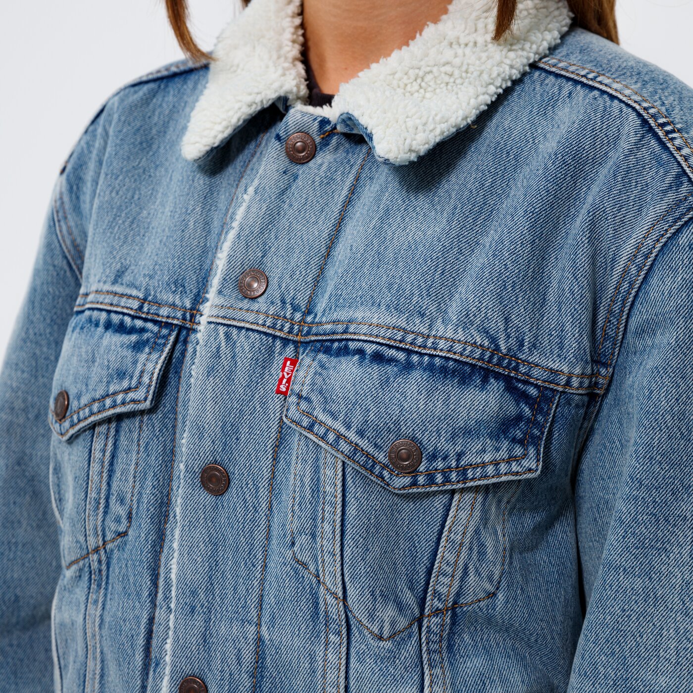 Дамско зимно яке LEVI'S ЯКЕ ЗИМНО EX BF SHERPA TRUCKER 361370026 цвят син