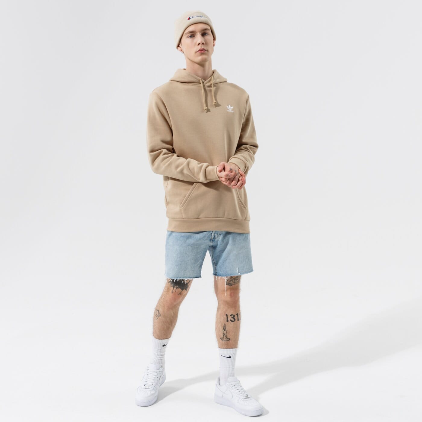 Мъжки суичър ADIDAS СУИТЧЪР С КАЧУЛКА ESSENTIAL HOODY h34647 цвят каки