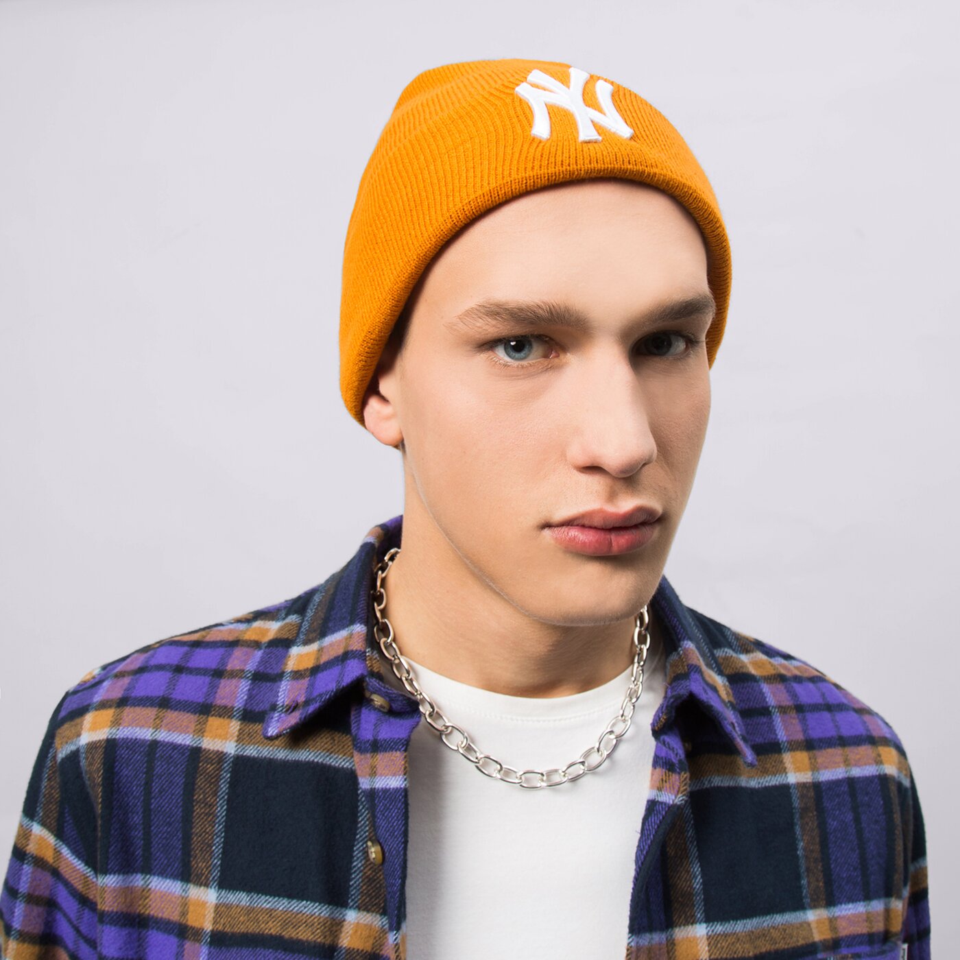 Мъжка зимна шапка NEW ERA ШАПКА LE BEANIE NYY ORA NEW YORK YANKEES PKAWHI 60284967 цвят оранжев