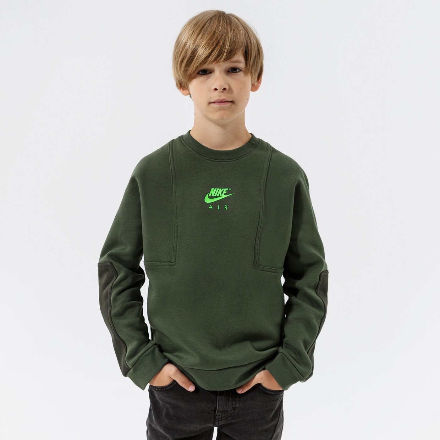 Детски суичър NIKE СУИТЧЪР B NSW AIR CREW BOY dd8709-335 цвят каки