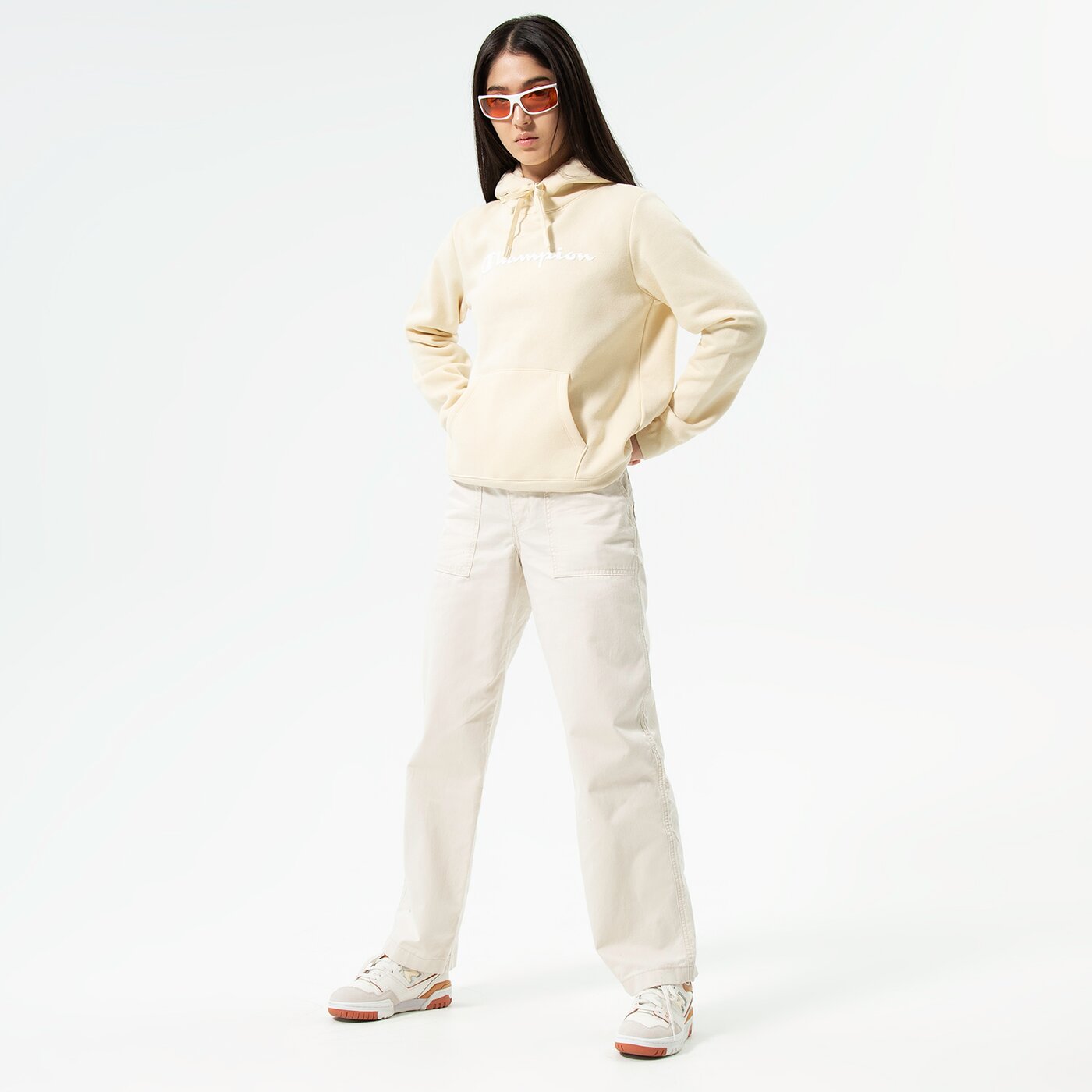 Дамски суичър CHAMPION СУИТЧЪР С КАЧУЛКА HOODED SWEATSHIRT 115687ys014 цвят бежов