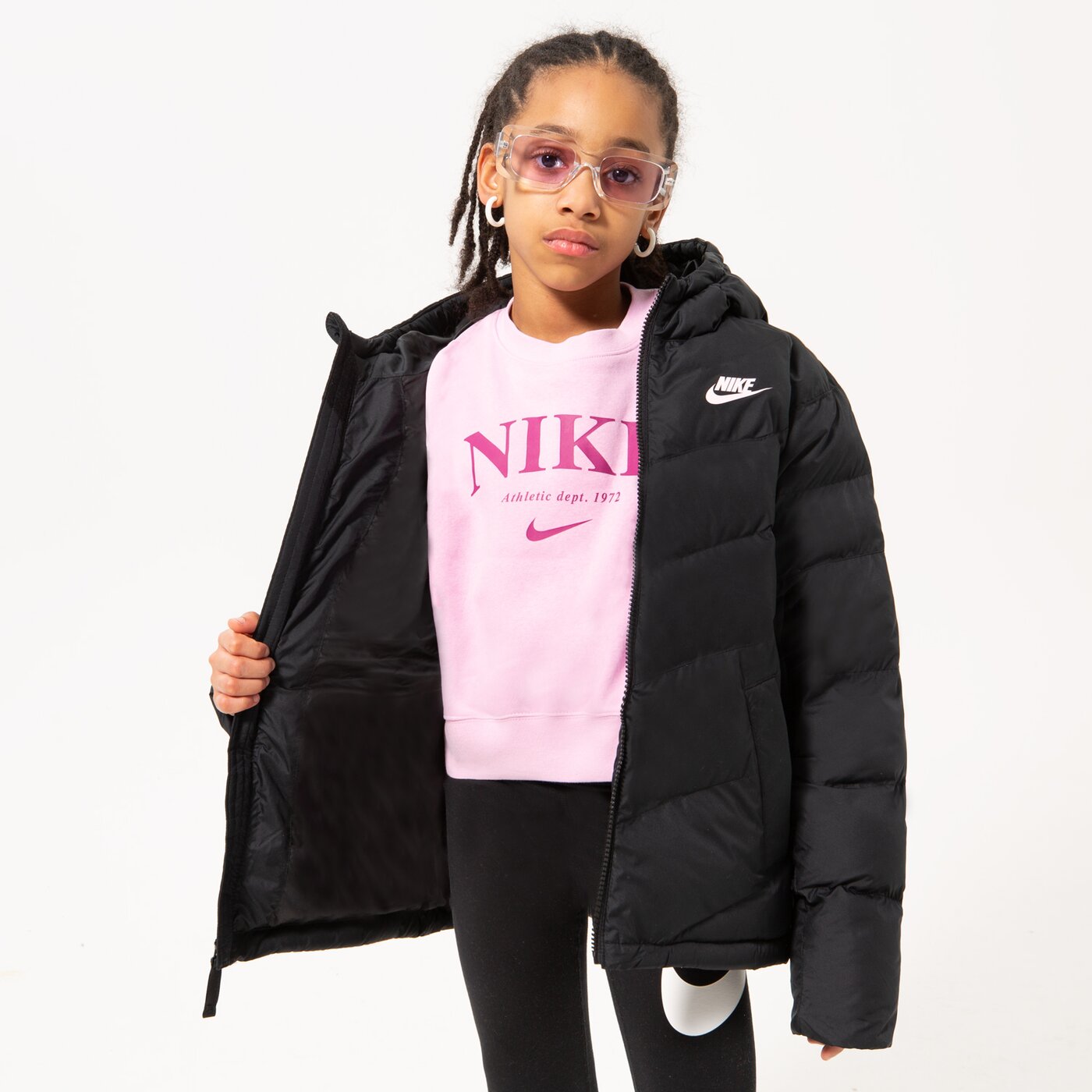 Детска преходно яке NIKE GIRLS' PADDED JACKET JUNIOR BOY dx1264-011 цвят черен