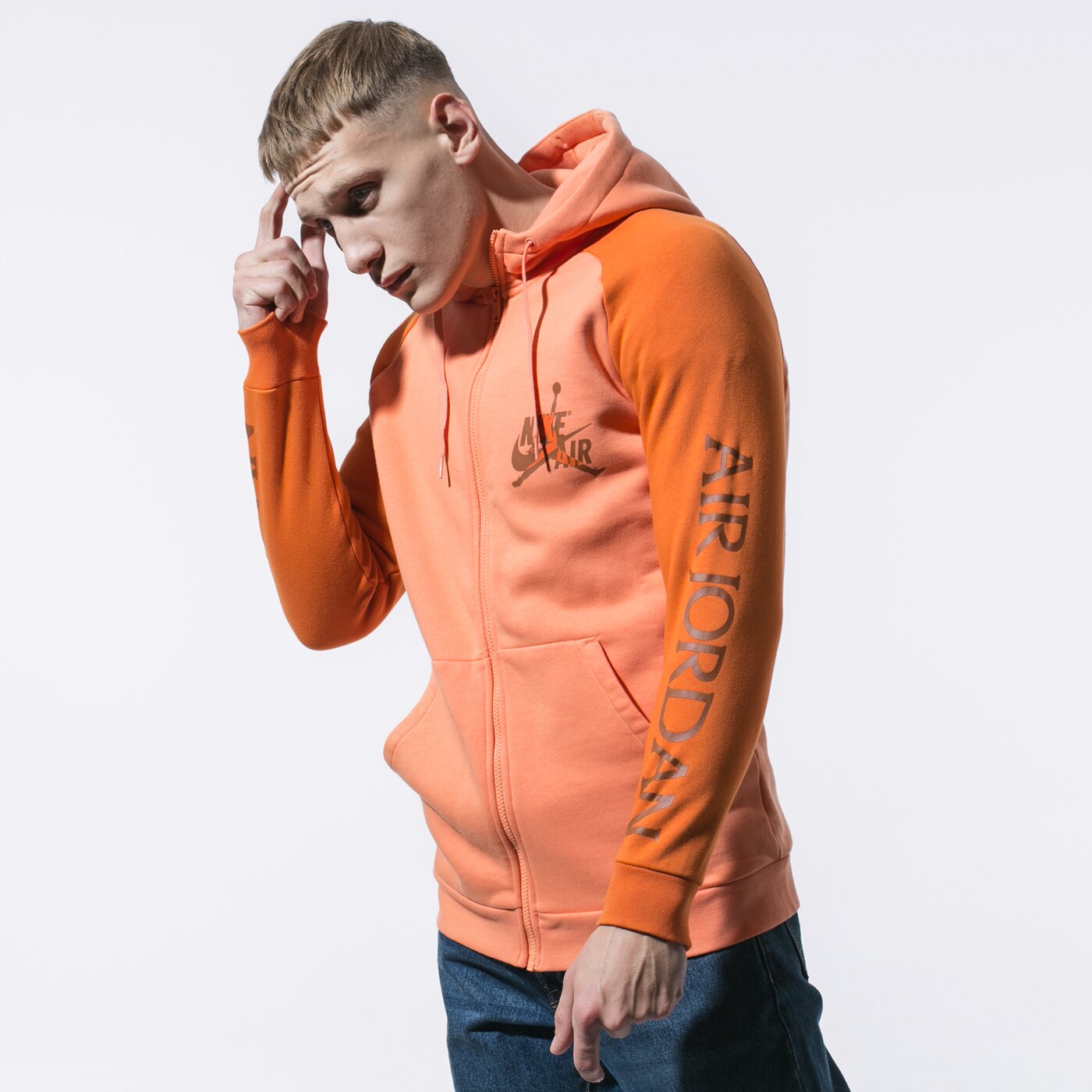 Мъжки суичър JORDAN СУИТЧЪР СЪС ЗАКОПЧАВАНЕ С КАЧУЛКА M J JUMPMAN CLASSIC ck2223-871 цвят оранжев