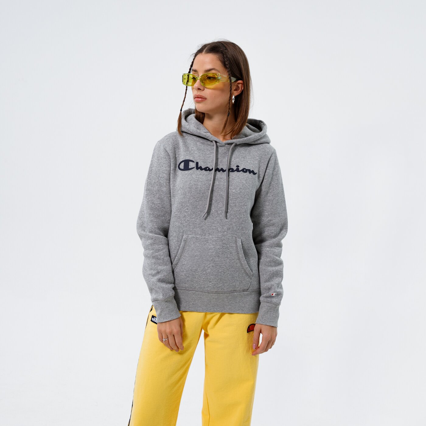 Дамски суичър CHAMPION СУИТЧЪР С КАЧУЛКА HOODED SWEATSHIRT 113207em006 цвят сив