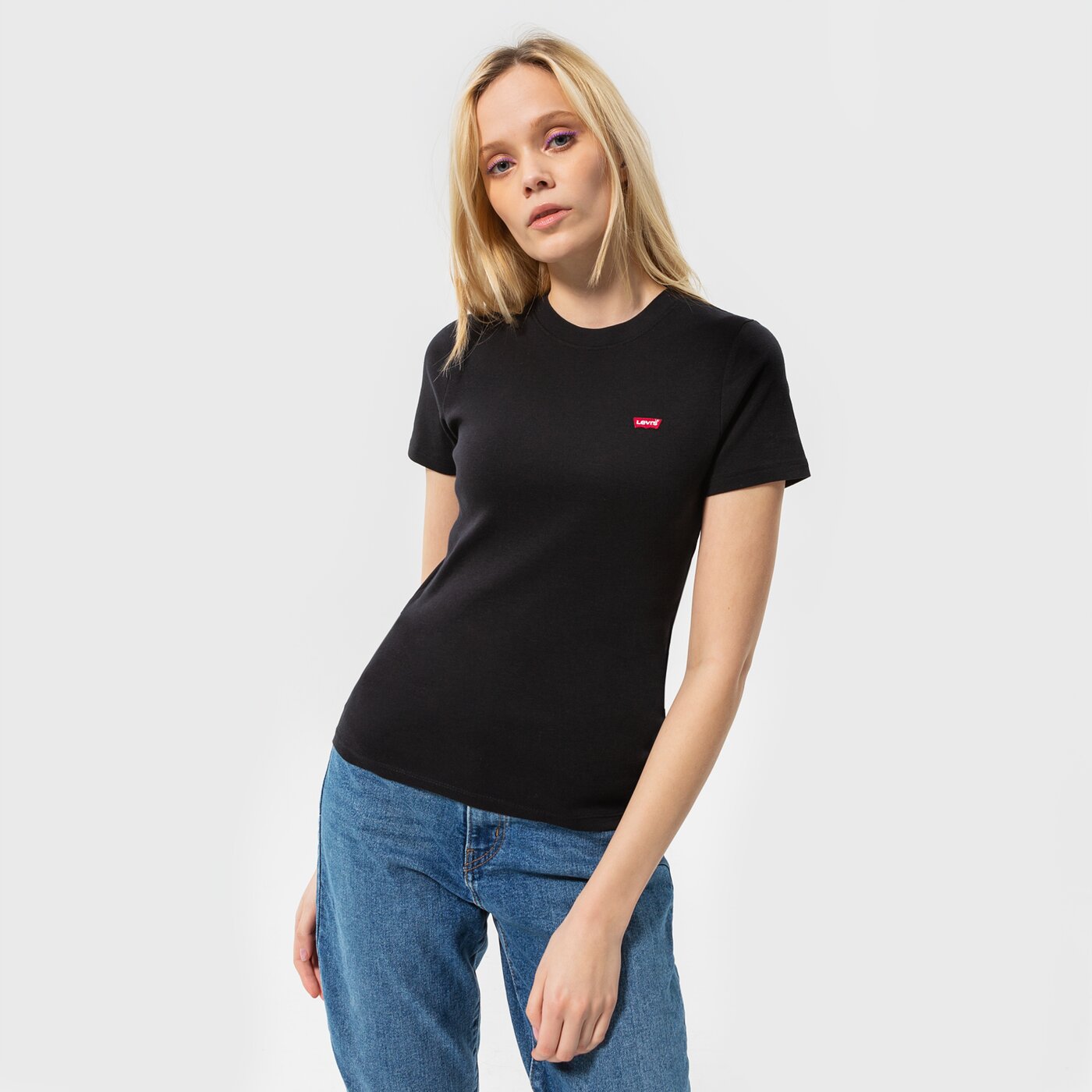 Дамска тениска LEVI'S ТЕНИСКА SS RIB BABY TEE 37697-0001 цвят черен