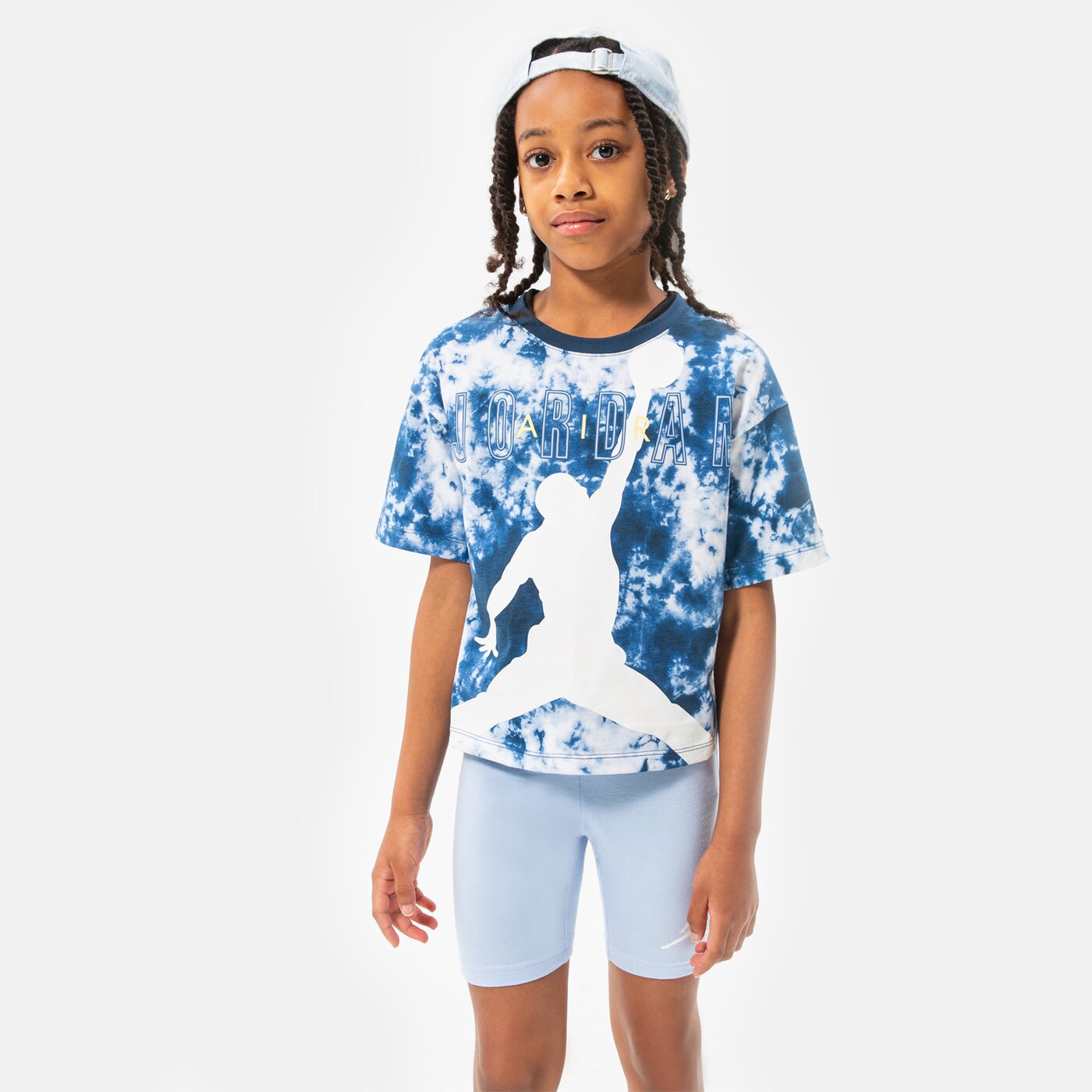 Детска тениска JORDAN ТЕНИСКА SKY DYE JUMPMAN TEE GIRL 45b550-baj цвят син