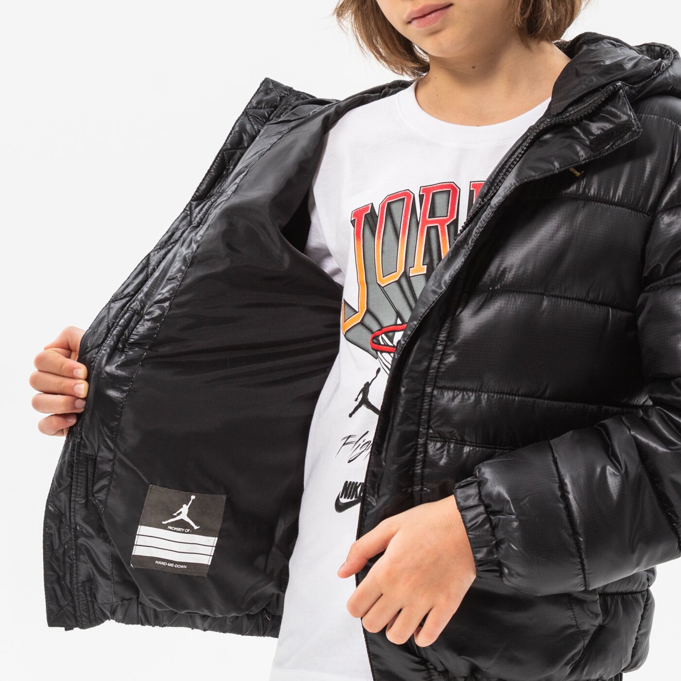 Детска преходно яке JORDAN ЯКЕ ЗИМНО JDB HOOD HIT JACKET GIRL 95a631-023 цвят черен