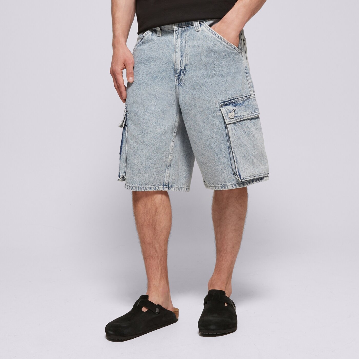 Мъжки къси панталони LEVI'S ШОРТИ 478 BAGGY CARGO SHORTS LIGHT INDIGO - WORN IN 001gu-0004 цвят син