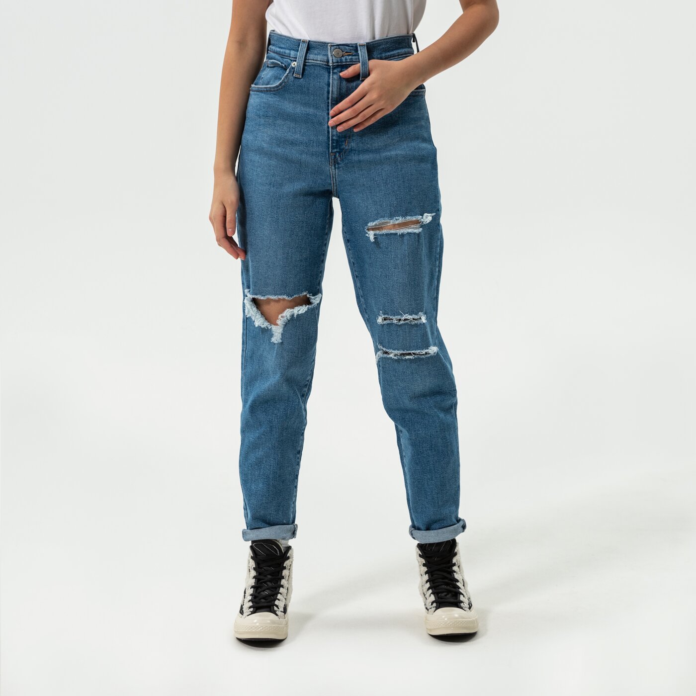 Дамски панталони LEVI'S ПАНТАЛОНИ HIGH WAISTED MOM JEAN 26986-0016 цвят син
