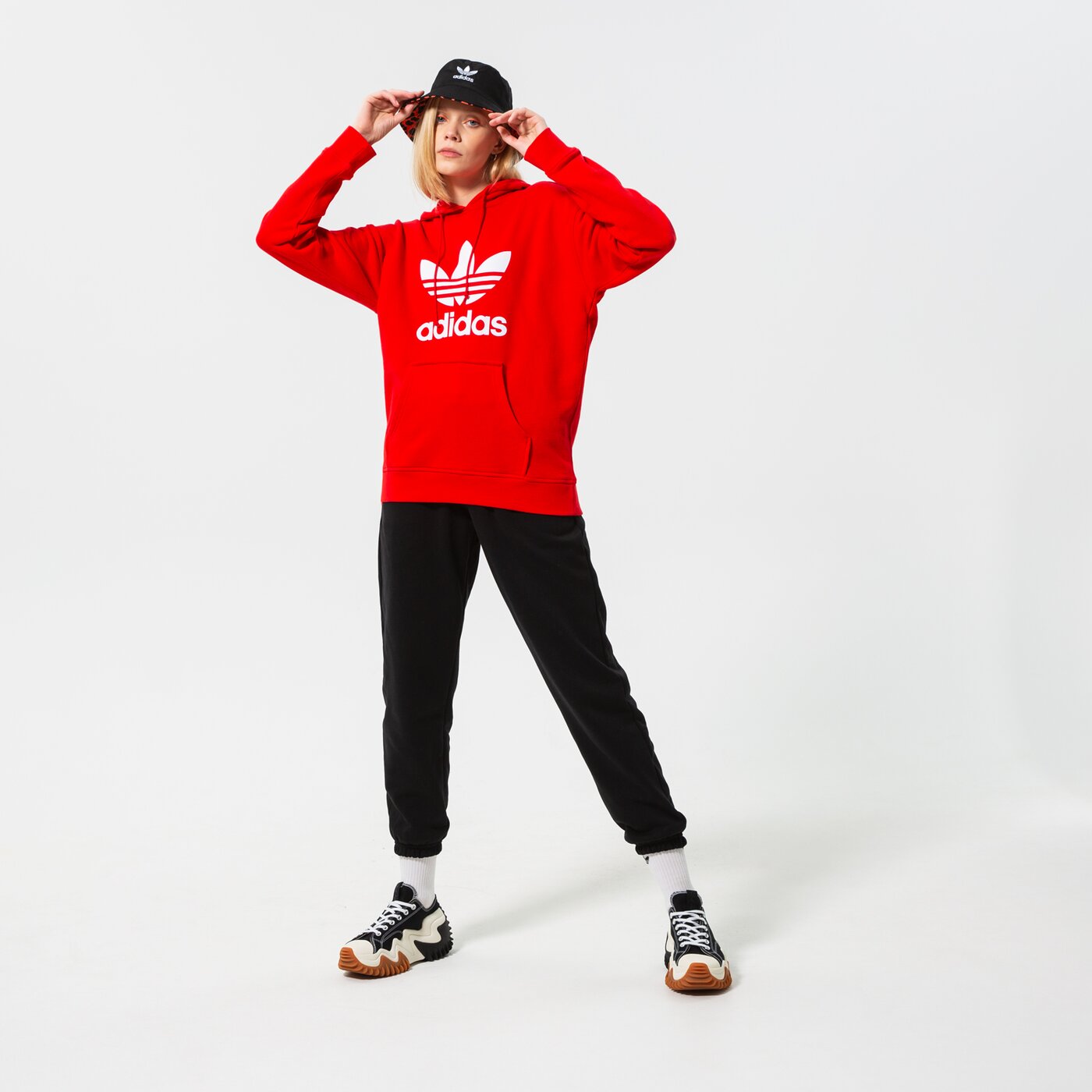 Дамски суичър ADIDAS СУИТЧЪР С КАЧУЛКА TRF HOODIE he6953 цвят червен