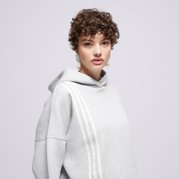 Дамски суичър ADIDAS СУИТЧЪР С КАЧУЛКА 3 STRIPES HOODY jw3596 цвят сив
