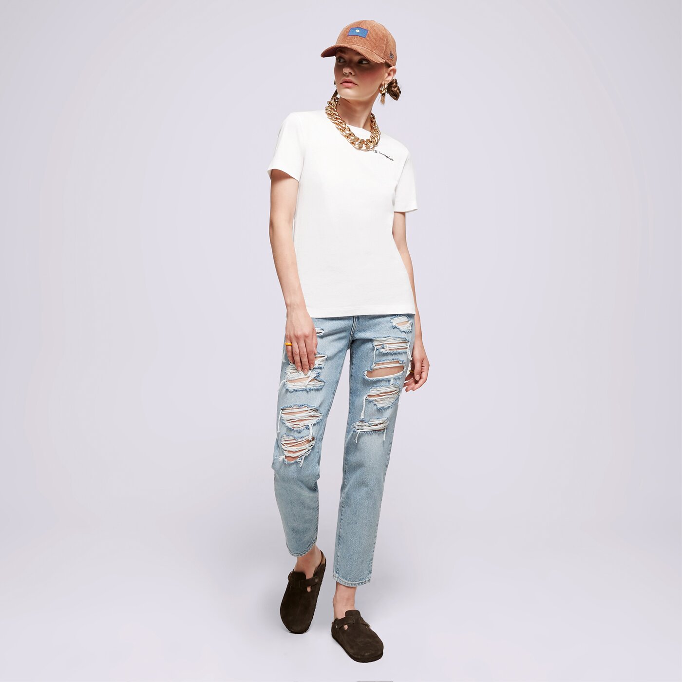 Дамска тениска CHAMPION ТЕНИСКА CREWNECK ТЕНИСКА 116934ww001 цвят бял