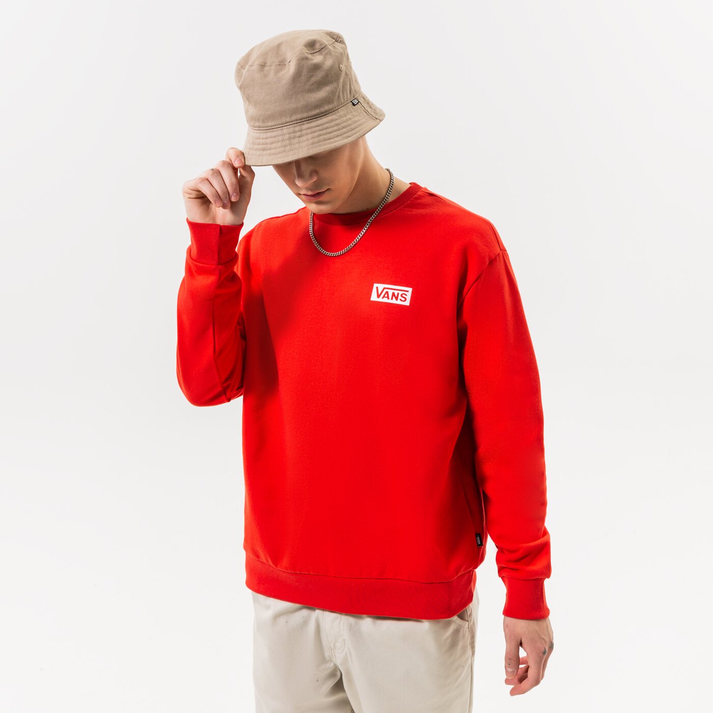 Мъжки суичър VANS СУИТЧЪР FOUNDATION MINI LOGO CREW vn0007fp6ua цвят червен