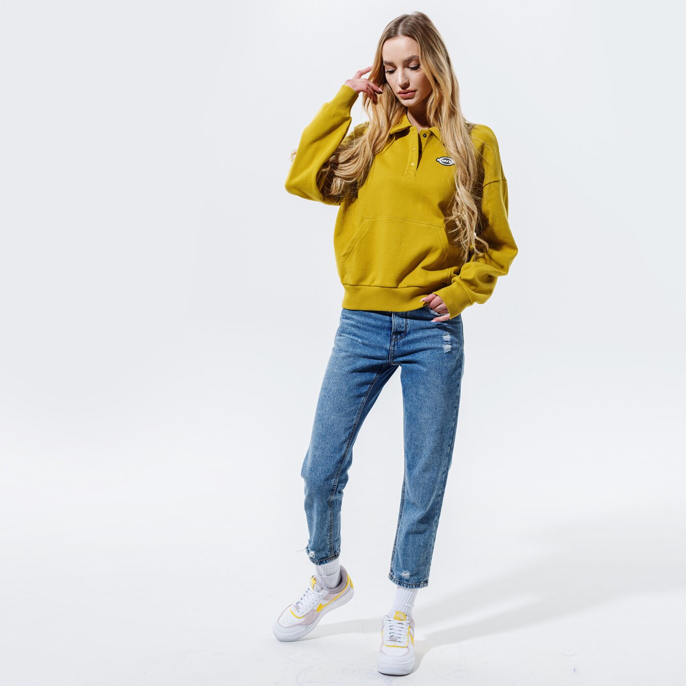 Дамски суичър VANS СУИТЧЪР WM DOME GROWN ТЕНИСКА ТИП ПОЛО F vn0a4satzlm1 цвят кафяв