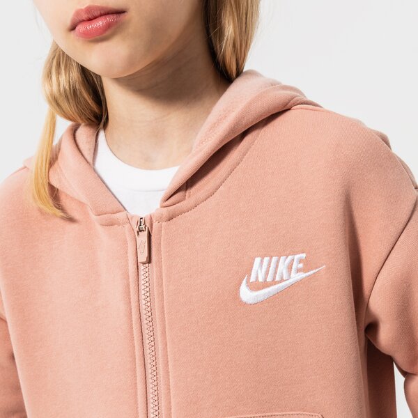 Детски суичър NIKE СУИТЧЪР СЪС ЗАКОПЧАВАНЕ   С КАЧУЛКА NIKE CLB FLC GIRL dc7118-609 цвят розов