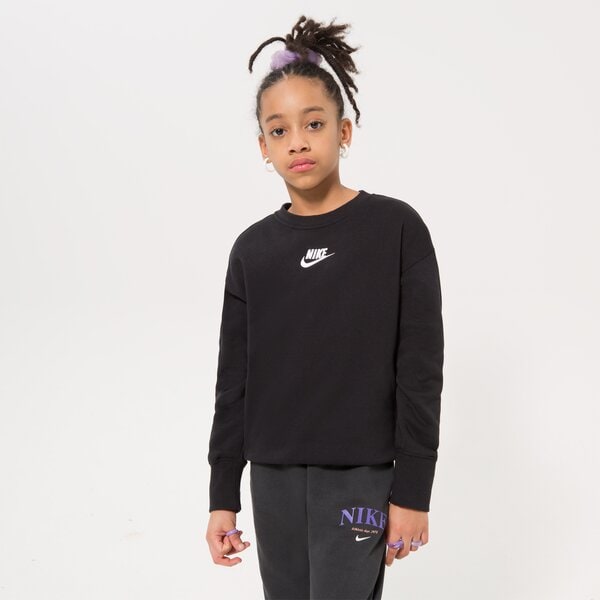 Детски суичър NIKE СУИТЧЪР G NSW CLUB FLC BF CREW LBR GIRL dd7473-010 цвят черен