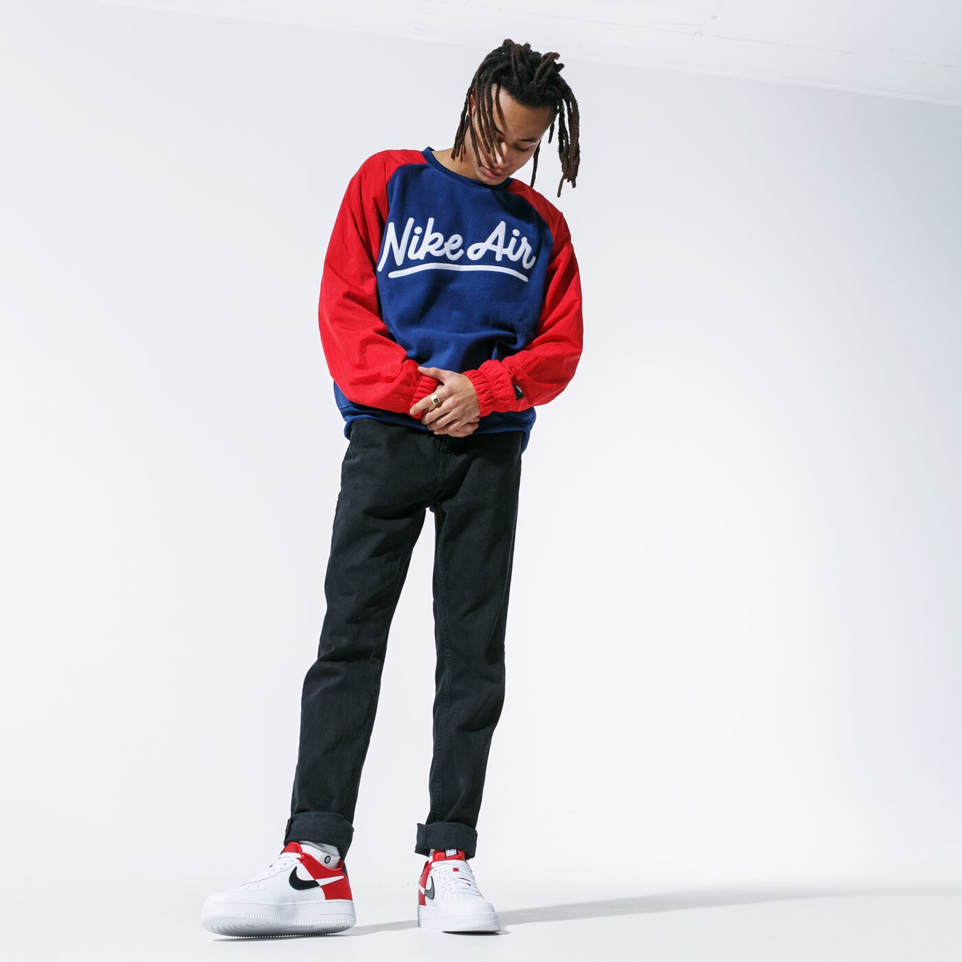 Мъжки суичър NIKE СУИТЧЪР M NSW NIKE AIR CREW MIX MIX SSNL bv5187-492 цвят тъмносин