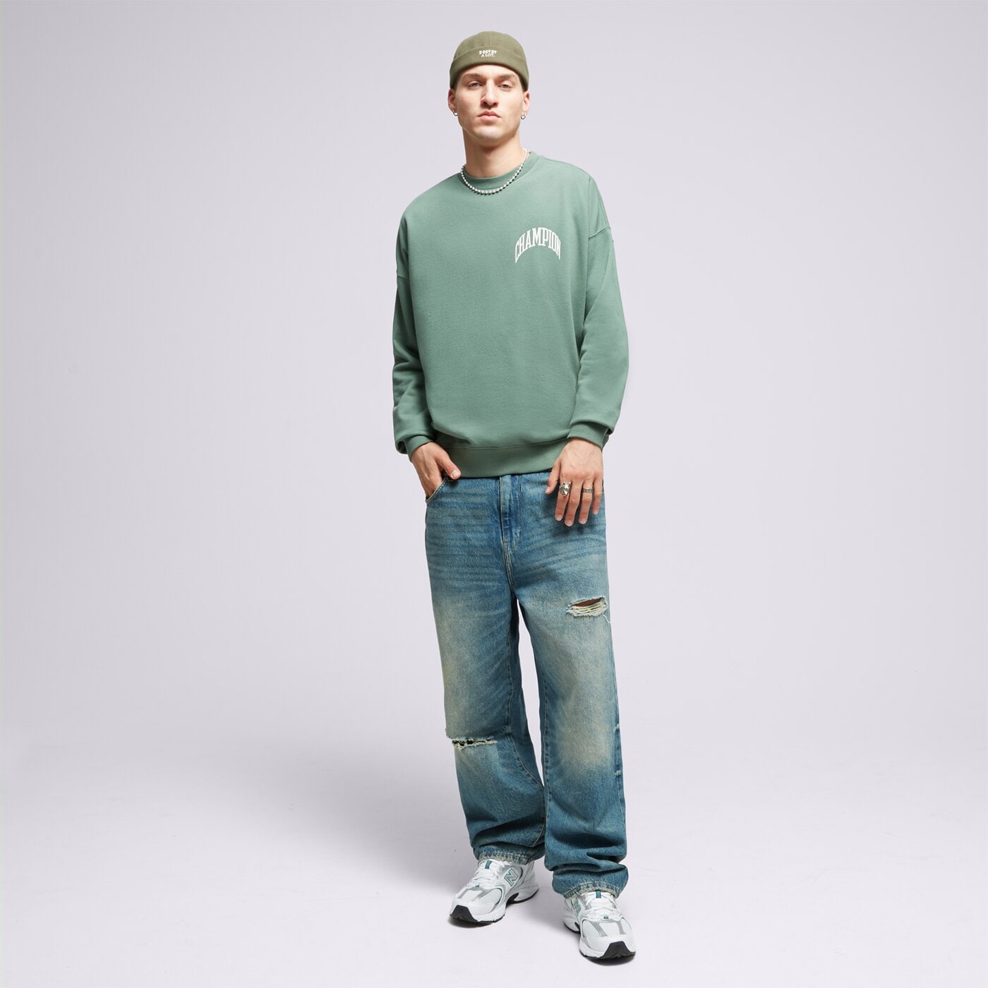 Мъжки суичър CHAMPION СУИТЧЪР CREWNECK SWEATSHIRT 218517gs506 цвят зелен