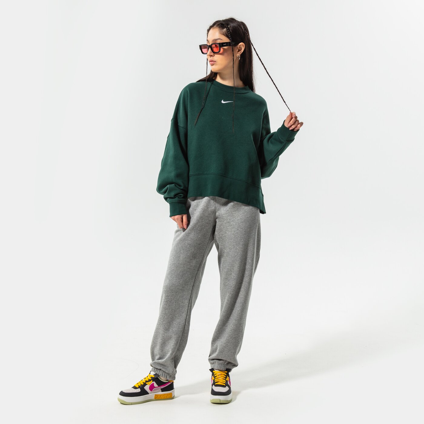 Дамски суичър NIKE СУИТЧЪР W NSW ESSNTL CLCTN FLC OS CRW dj7665-397 цвят зелен