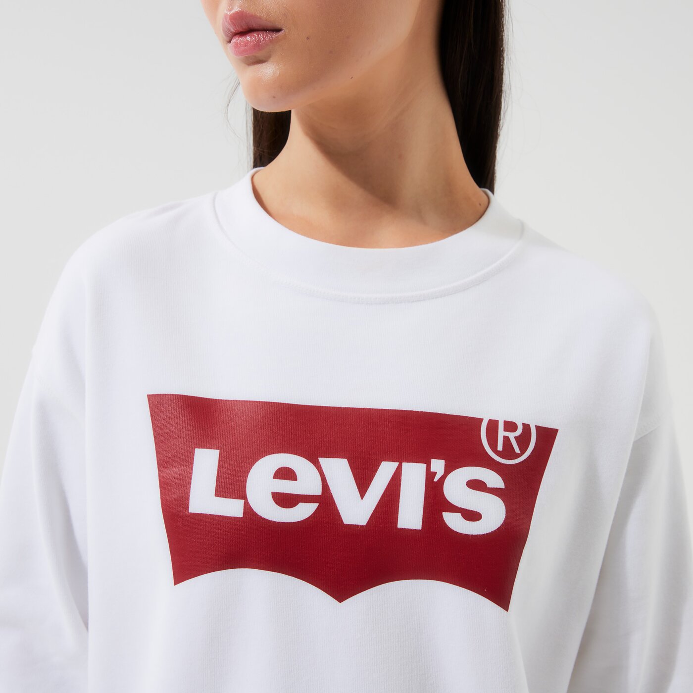 Дамски суичър LEVI'S СУИТЧЪР GRAPHIC STANDARD CREW 18686-0011 цвят бял
