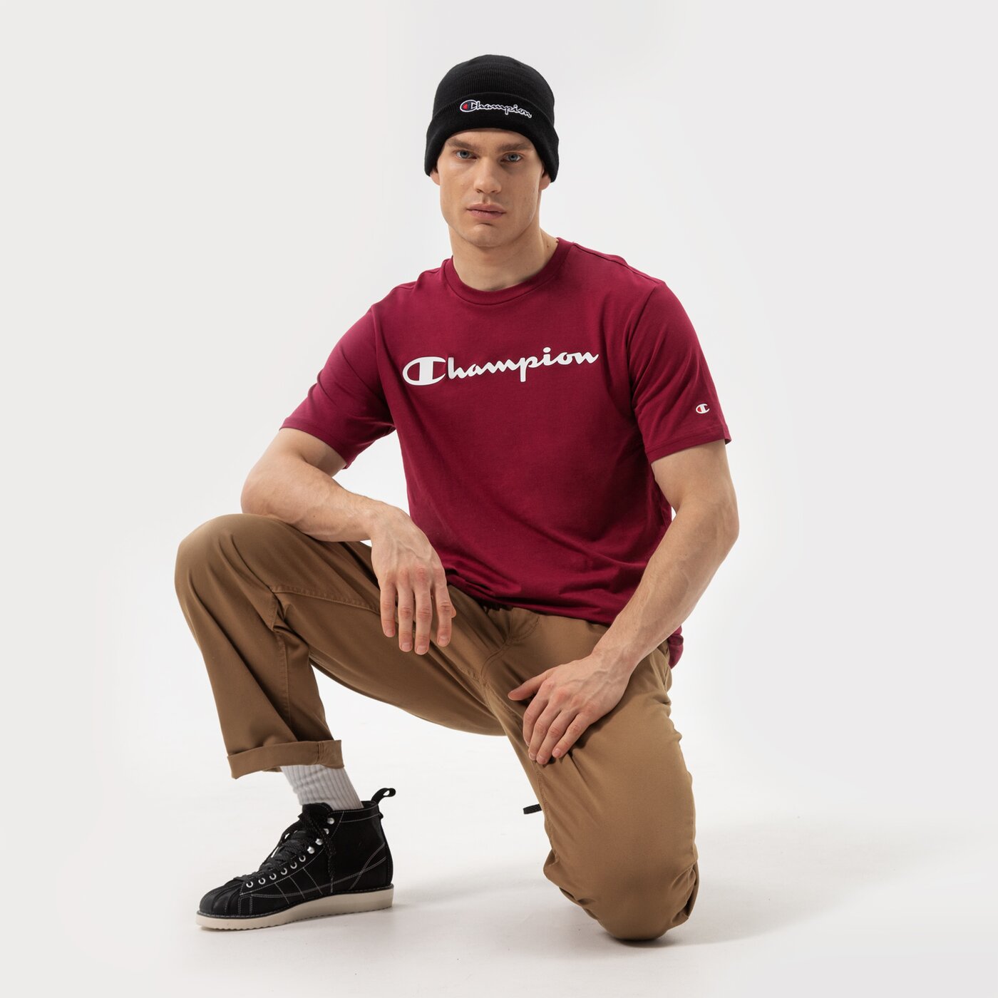 Мъжка тениска CHAMPION ТЕНИСКА CREWNECK ТЕНИСКА 214747vs516 цвят бордо